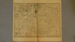 A 17th century map of Somerset_shire with a close up detail of the city of Bath. Scale 100, Dated