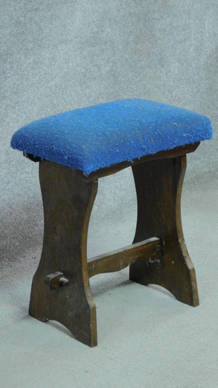 An oak stool together with a similar mahogany example. H.50 W.42 D.29cm - Image 4 of 5