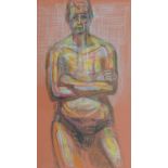 A framed and glazed pastel, man with crossed arms. Unsigned.73x101cm