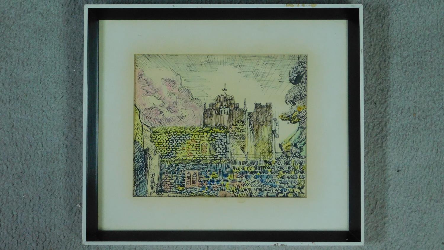 Basil Nubel (British, 1923-1981) Framed and glazed watercolour, village scene, gallery label - Image 2 of 4