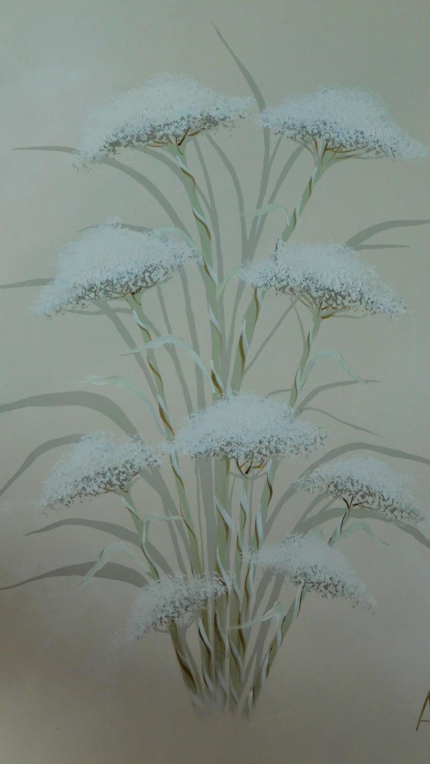 An oil on canvas depicting a cow parsley, signed by Avanti. 102x77cm