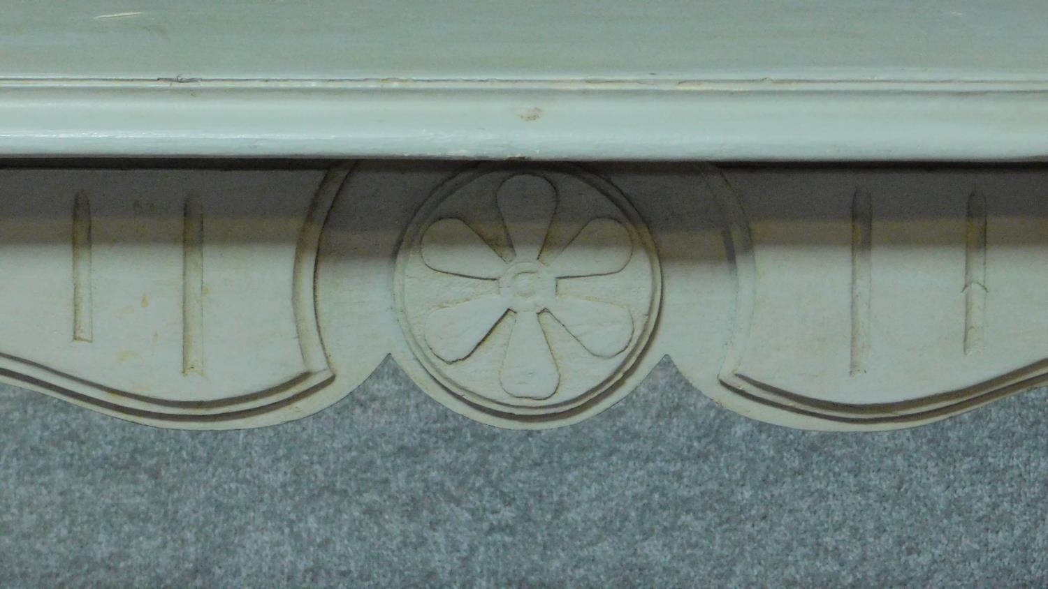 A painted pine console table fitted frieze drawers on square tapering supports. H.85 W.127 D.54cm - Image 6 of 6