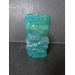 A vintage Mdina glass Michael Harris style blue yellow abstract art glass vase. H 16cm.