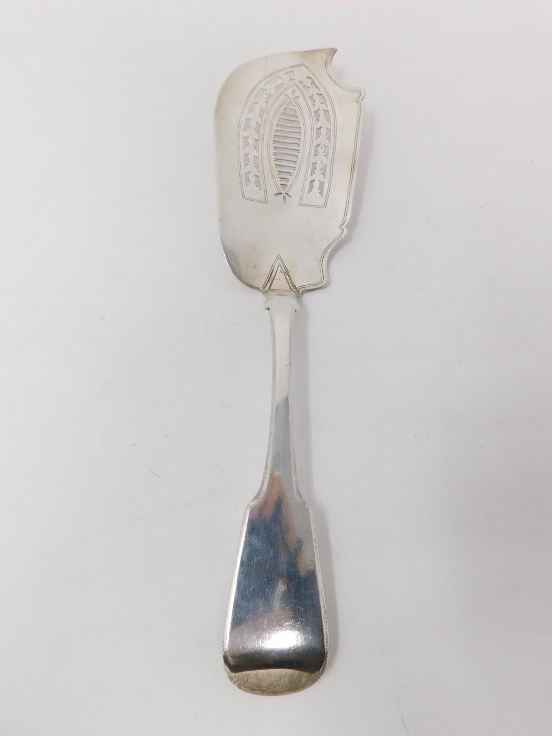 A collection of silver cutlery. Inlcuding a Georgian pierced foliate design fish slice, - Image 2 of 17