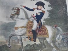 A framed and glazed 19th century hand coloured engraving of Napoleon I by Philibert-Louis Debucourt,