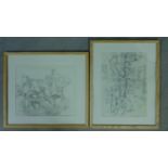 Basil Nubel (British, 1923-1981) Two framed and glazed pencil sketches, still life, signed. 63x56cm