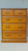 A late 19th century walnut chest of drawers, makers stamp to inside of drawer. H.110 W.85 D.53cm