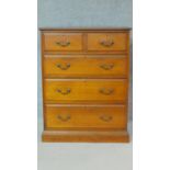 A late 19th century walnut chest of drawers, makers stamp to inside of drawer. H.110 W.85 D.53cm