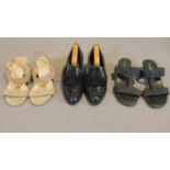 A miscellaneous collection of three pairs of Russell and Bromley lady's shoes, sizes 36 and 37.