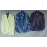 Three striped blazers by Samuel Windsor. 44" chest, all new and unworn.