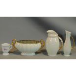 A collection of vintage Radford Pottery gilded pearlware and an antique OXO porcelain advertising