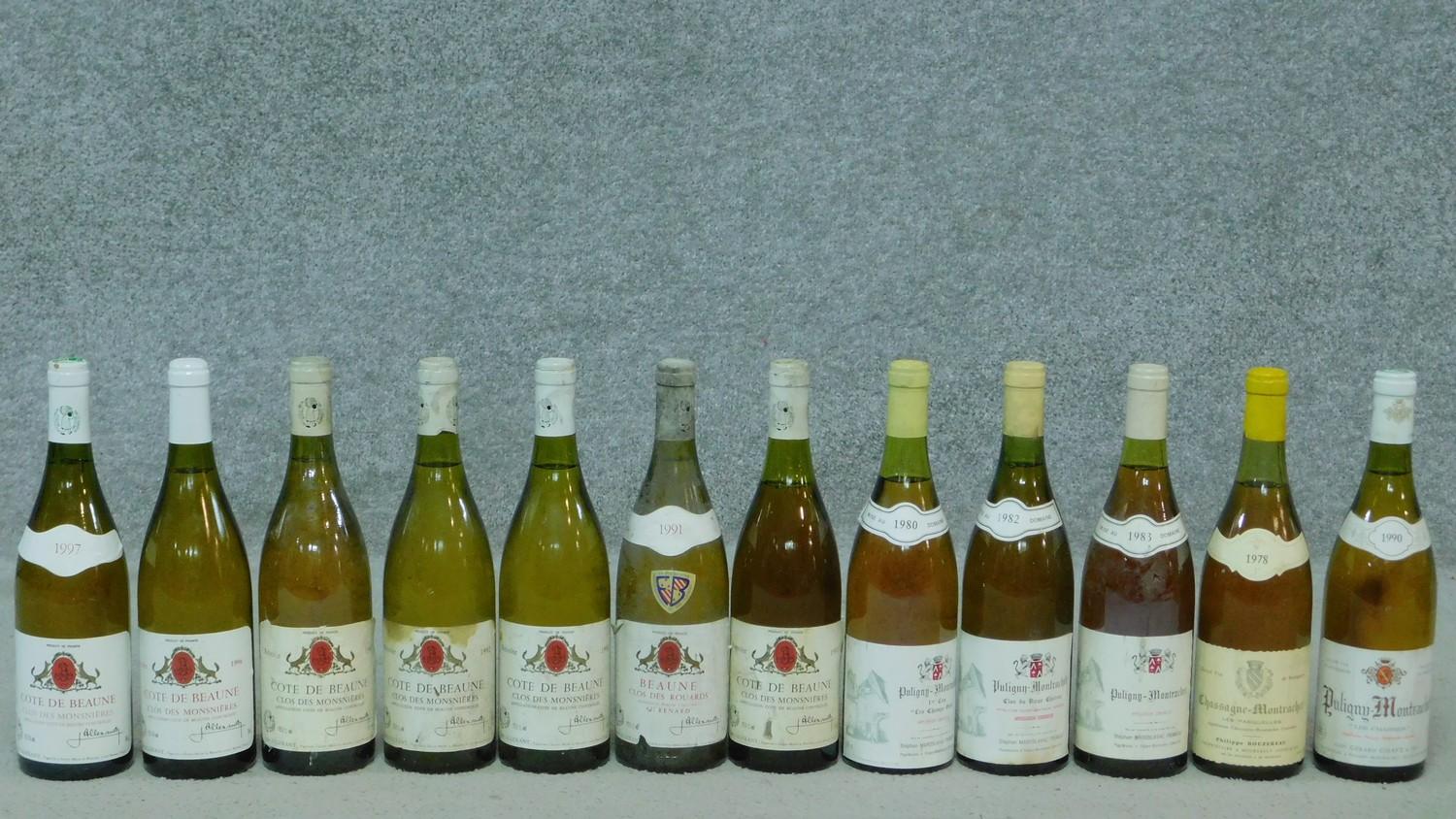 A miscellaneous collection of twelve bottles of white burgundy, various vintages.