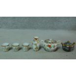 A collection of antique signed ceramics. Including a Japanese hand painted and gilded eggshell