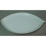 A large ceramic leaf shape white Paola C. serving patter by designer Aldo Cibic, Italy. Makers stamp