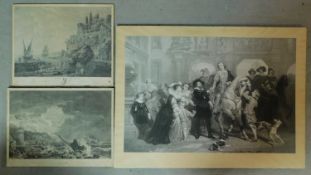 A large lithograph of Jean Baptiste Alfred Cornilliet together with two lithographs of boat