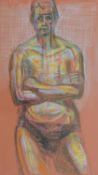 A framed and glazed pastel, man with crossed arms. Unsigned.73x101cm