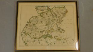 A framed and glazed antique hand coloured map of Galloway. H.52 W.63cm