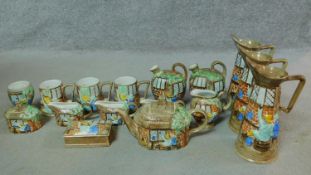 A collection of sixteen pieces of vintage H.J. Wood hand painted Radford Pottery Cottage ware.