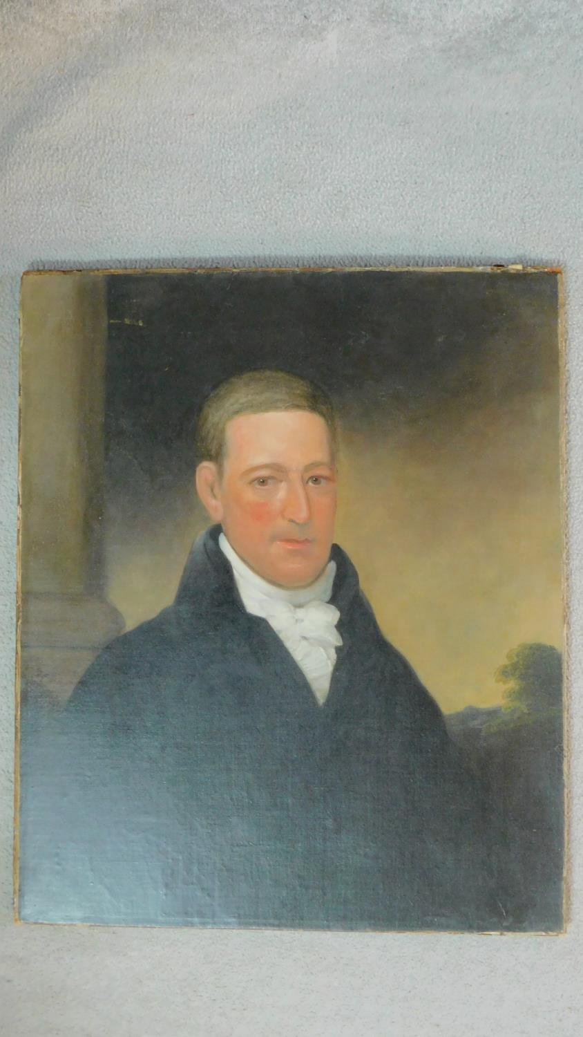 A 19th century unframed oil on canvas, portrait of a gentleman. 64x77cm - Image 2 of 3