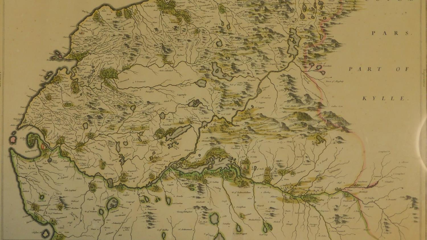 A framed and glazed antique hand coloured map of Galloway. H.52 W.63cm - Image 2 of 4