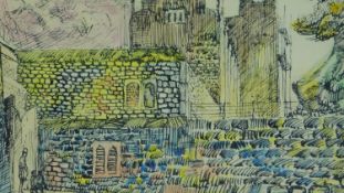 Basil Nubel (British, 1923-1981) Framed and glazed watercolour, village scene, gallery label