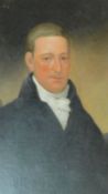 A 19th century unframed oil on canvas, portrait of a gentleman. 64x77cm