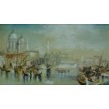 A framed and glazed watercolour, Venetian canal scene, 1894, signed by B. Steele. 30x39cm