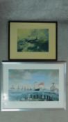 Two large framed and glazed military prints, one limited edition and signed. 65x88cm