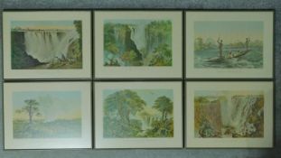 A set of six framed and glazed vintage prints of antique book plates from 'The Victoria Falls