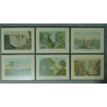 A set of six framed and glazed vintage prints of antique book plates from 'The Victoria Falls