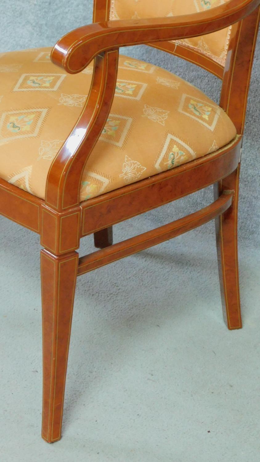 A set of eight lacquered Empire style dining chairs, to include two carver chairs H.96cm - Image 5 of 6