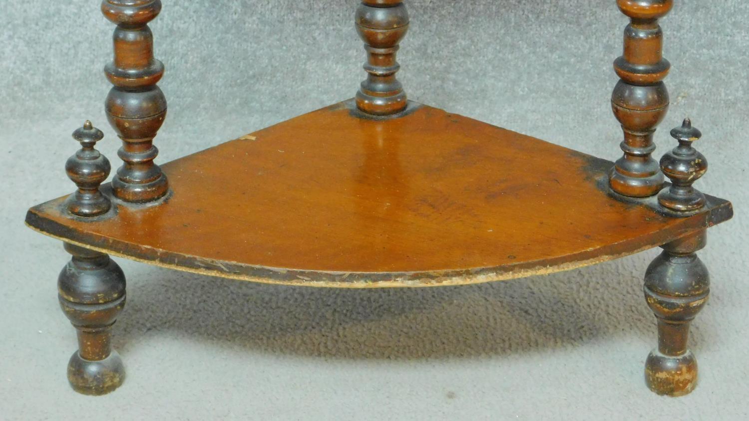 A Victorian mahogany corner whatnot and a mahogany stretcher table on faux bamboo supports. H.67 W. - Image 5 of 9