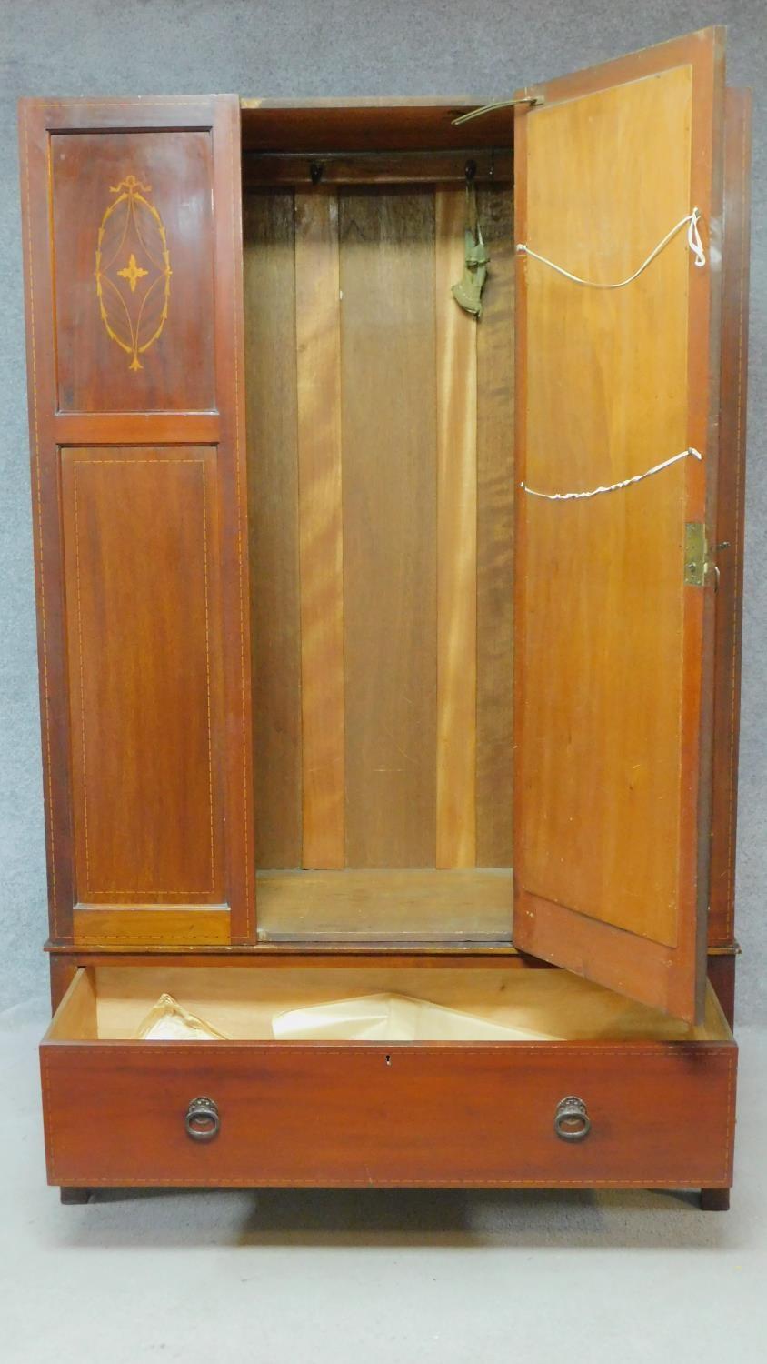 An Edwardian mahogany and satinwood inlaid wardrobe. H.187 W.117 D.45cm - Image 2 of 4