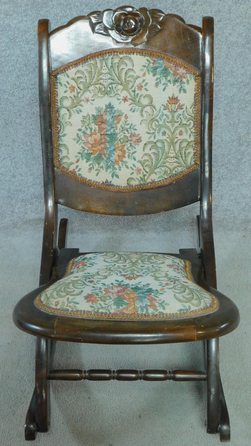 A folding rocking chair and a set of wall hanging shelves. H.78cm (chair) - Image 3 of 8