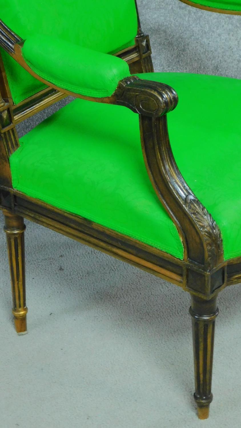 A 19th century French walnut armchair in vibrant green fabric painted upholstery. H.98cm - Image 4 of 4
