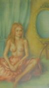 A framed and glazed pastel, nude study, signed V Ostoya. 58x50cm