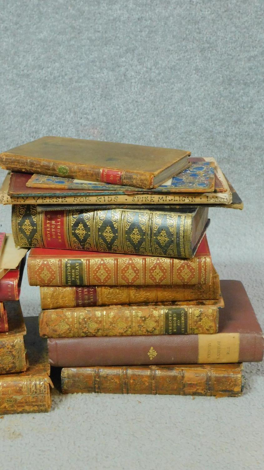 A collection of antique leather bound books, some with hand marbling, to include the collection of - Image 5 of 5