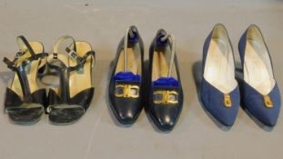 A miscellaneous collection of three pairs of lady's shoes to include Salvatore Ferragamo, Bruno