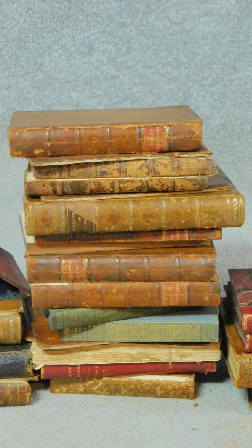 A collection of antique leather bound books, some with hand marbling, to include the collection of - Image 2 of 5