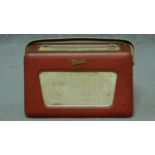 A mid century vintage Robert's portable radio on swivel base. H.18 W.28 D.11cm