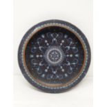 A 20th century Japanese blue and white cloisonné enamel bronze footed bowl with stylised floral