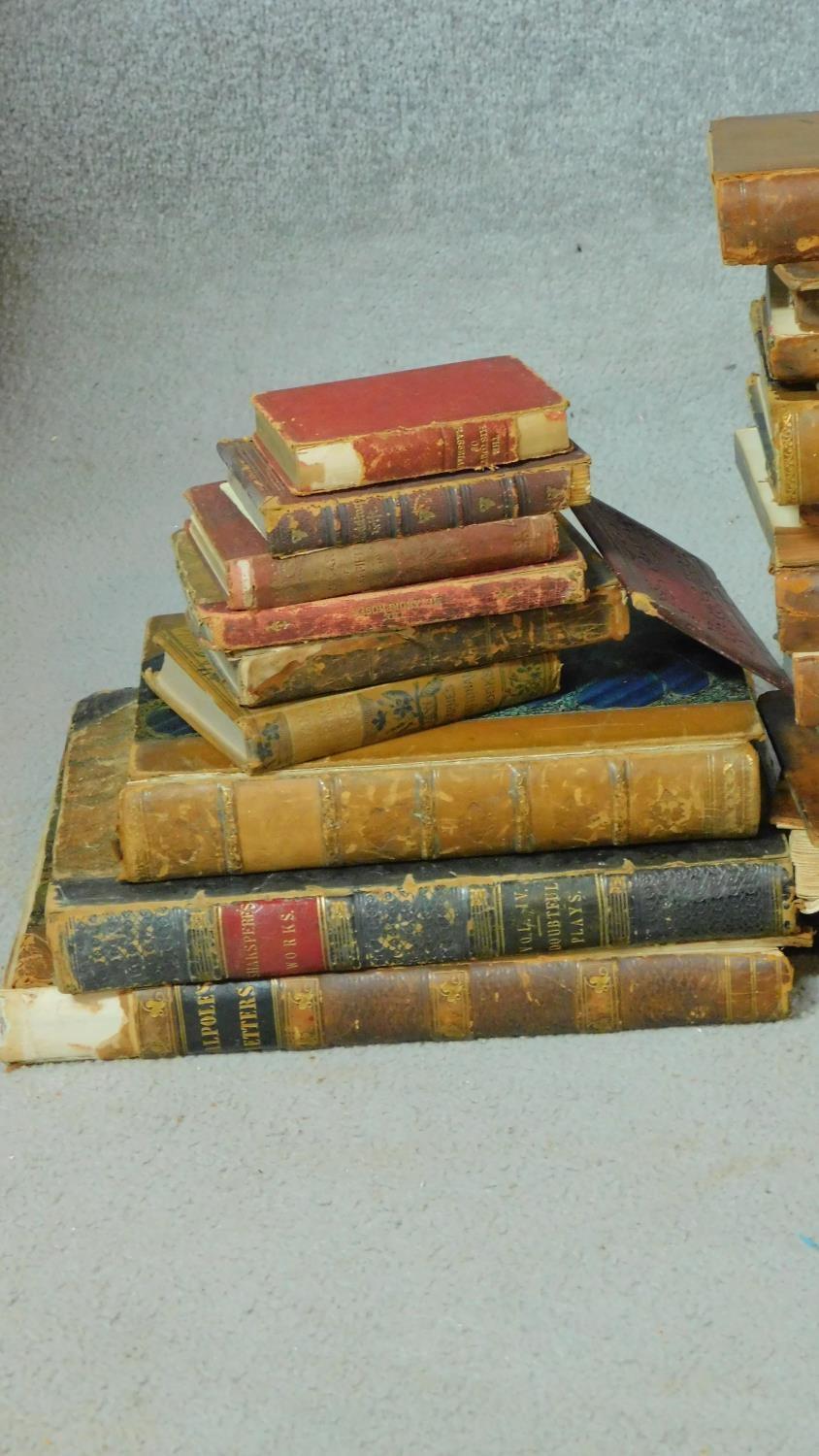 A collection of antique leather bound books, some with hand marbling, to include the collection of - Image 3 of 5