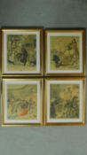 A set of four framed and glazed hand coloured engravings. One by French wood-engraver and writer