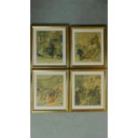 A set of four framed and glazed hand coloured engravings. One by French wood-engraver and writer