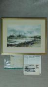A framed and glazed watercolour, marshy landscape, signed by artist Phyllis Del Vecchio. with its