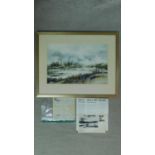 A framed and glazed watercolour, marshy landscape, signed by artist Phyllis Del Vecchio. with its