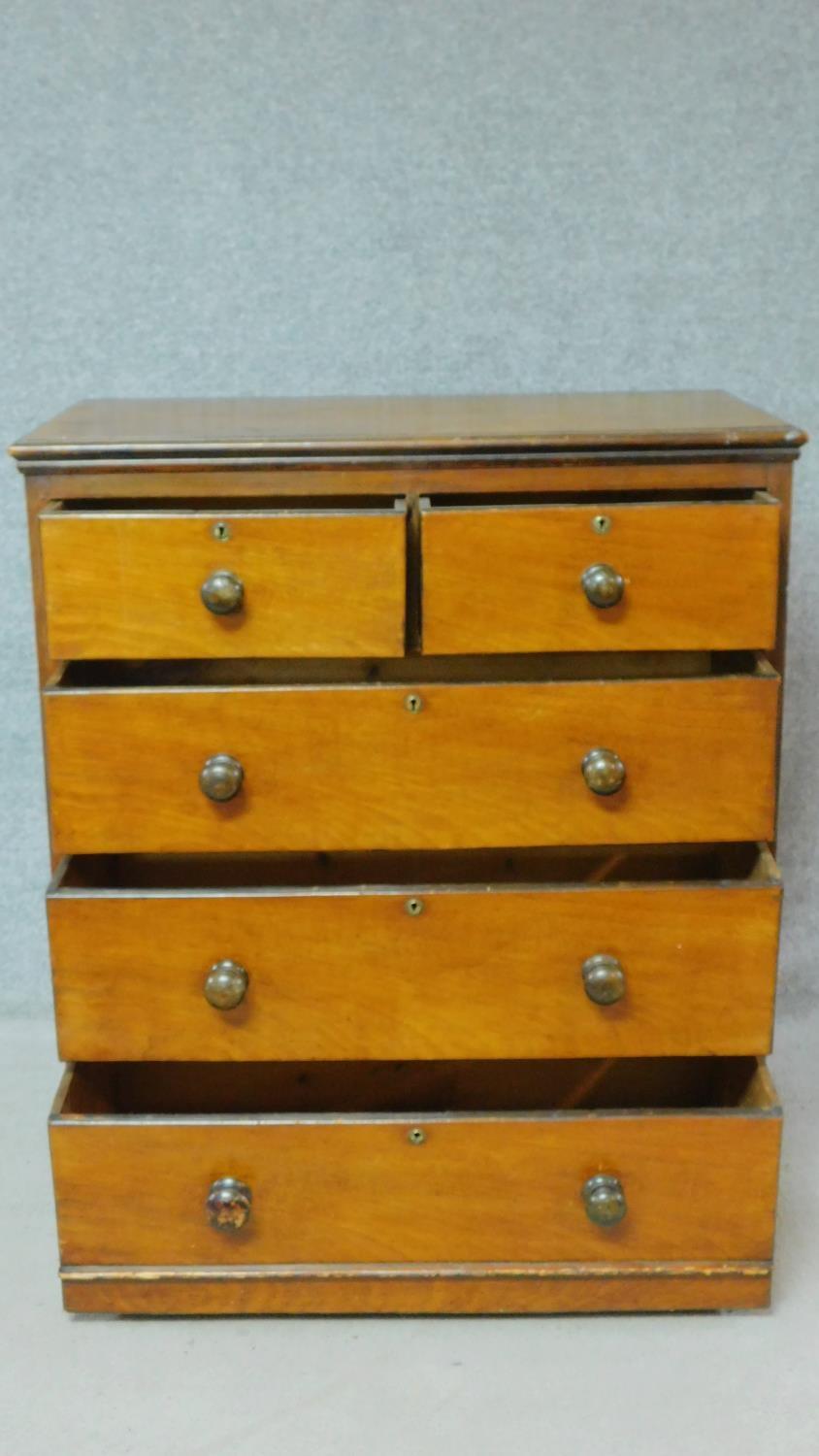 A 19th century mahogany chest of two short over three long drawers on plinth base. H.107 W.96 D.49cm - Image 3 of 5