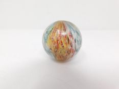 A 19th century onion skin mica German pulled multicoloured glass marble African trade bead. Diameter