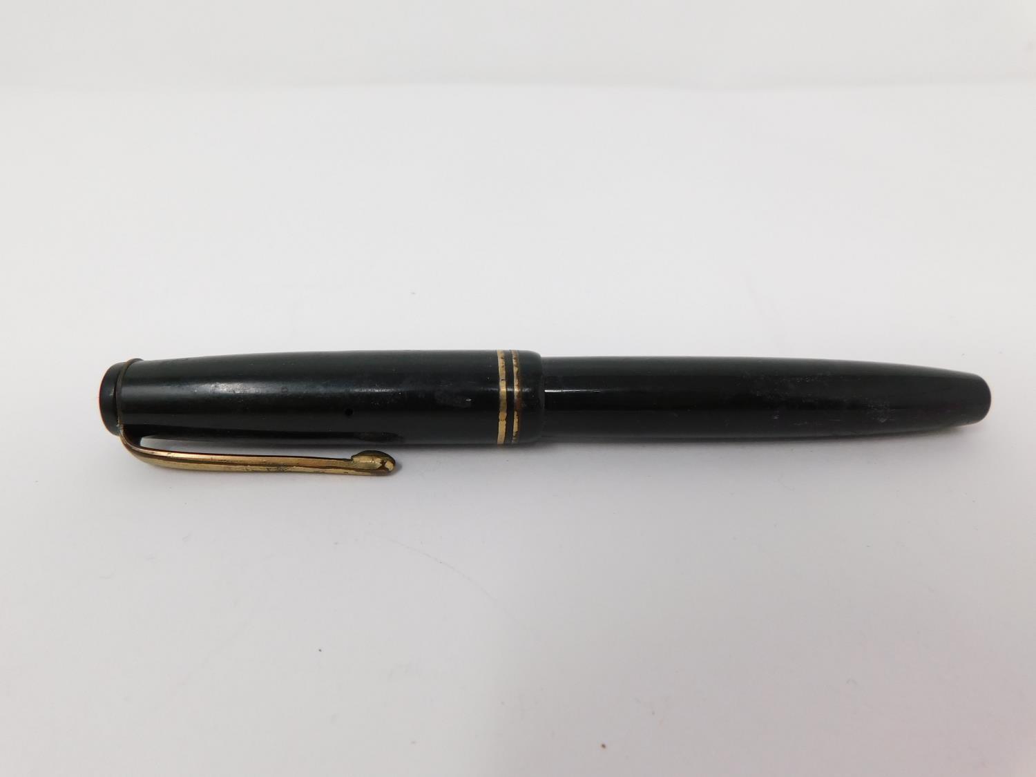 Two vintage fountain pens and a leather effect cased pair of compasses. One pen is a Parker - Image 5 of 18