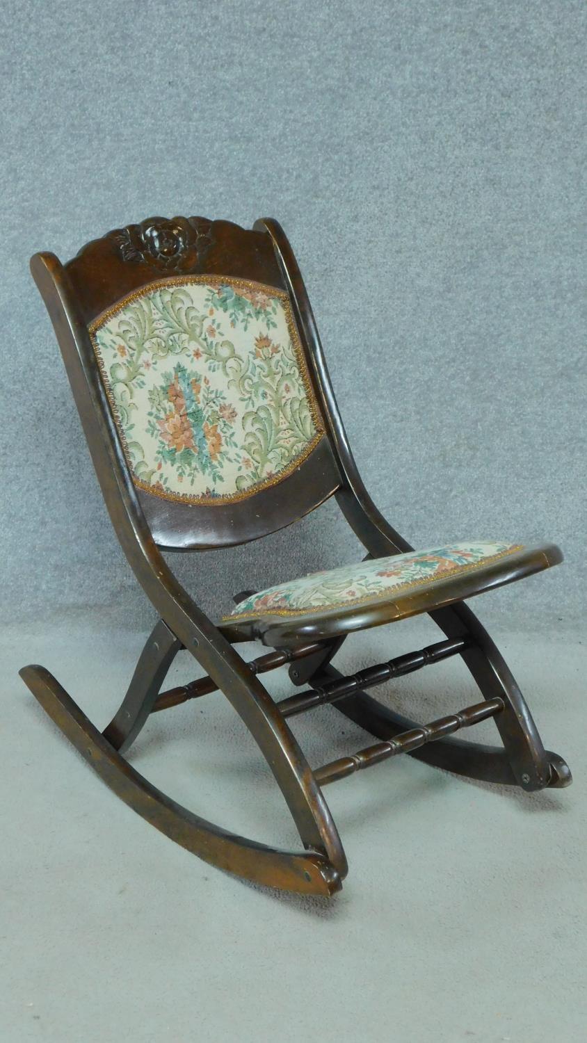 A folding rocking chair and a set of wall hanging shelves. H.78cm (chair) - Image 2 of 8